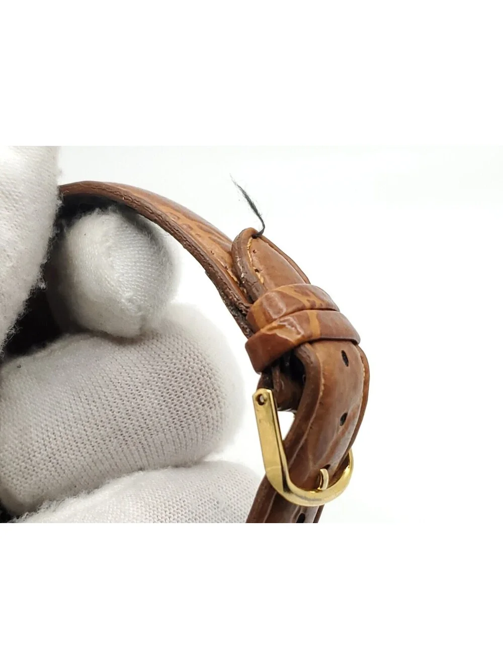 Brittania Quartz Womens Watch New Battery Gold Tone Brown Band 18mm